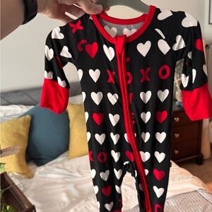 Little Sleepies Black and Red Heart Footie